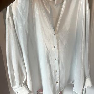 Gorgeous White Satin Like Dress Shirt ZARA